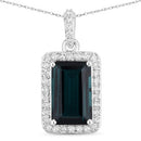 3.55 Carat Genuine Green Tourmaline and White Diamond 14K White Gold Pendant-5
