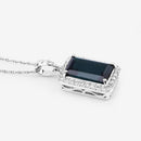 3.55 Carat Genuine Green Tourmaline and White Diamond 14K White Gold Pendant-10