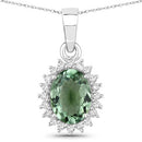 1.39 Carat Genuine Green Tourmaline and White Diamond 14K White Gold Pendant-5