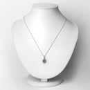 1.39 Carat Genuine Green Tourmaline and White Diamond 14K White Gold Pendant-6