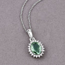 1.39 Carat Genuine Green Tourmaline and White Diamond 14K White Gold Pendant-8