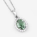 1.39 Carat Genuine Green Tourmaline and White Diamond 14K White Gold Pendant-9