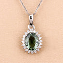 1.39 Carat Genuine Green Tourmaline and White Diamond 14K White Gold Pendant-11