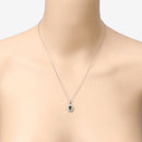 1.39 Carat Genuine Green Tourmaline and White Diamond 14K White Gold Pendant-12