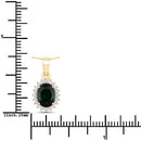 1.39 Carat Genuine Green Tourmaline and White Diamond 14K Yellow Gold Pendant-7