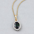 1.39 Carat Genuine Green Tourmaline and White Diamond 14K Yellow Gold Pendant-8