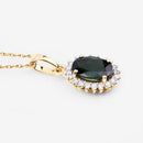 1.39 Carat Genuine Green Tourmaline and White Diamond 14K Yellow Gold Pendant-10