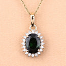 1.39 Carat Genuine Green Tourmaline and White Diamond 14K Yellow Gold Pendant-11