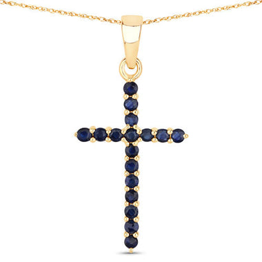 0.60 Carat Genuine Blue Sapphire 14K Yellow Gold Pendant - 0