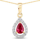 1.03 Carat Genuine Ruby and White Diamond 14K Yellow Gold Pendant-5