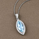 2.55 Carat Genuine Aquamarine and White Diamond 14K White Gold Pendant-6