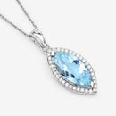 2.55 Carat Genuine Aquamarine and White Diamond 14K White Gold Pendant-7