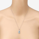 2.55 Carat Genuine Aquamarine and White Diamond 14K White Gold Pendant-9