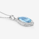 2.55 Carat Genuine Aquamarine and White Diamond 14K White Gold Pendant-10