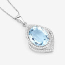 3.82 Carat Genuine Aquamarine and White Diamond 14K White Gold Pendant-7