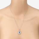3.82 Carat Genuine Aquamarine and White Diamond 14K White Gold Pendant-9