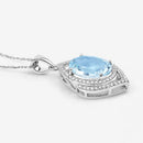 3.82 Carat Genuine Aquamarine and White Diamond 14K White Gold Pendant-10