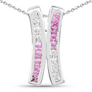 1.08 Carat Genuine Pink Sapphire and White Sapphire .925 Sterling Silver Pendant-3