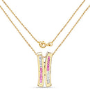 14K Yellow Gold Plated 1.08 Carat Genuine Pink Sapphire and White Sapphire .925 Sterling Silver Pendant-4