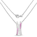 1.08 Carat Genuine Pink Sapphire and White Sapphire .925 Sterling Silver Pendant-4
