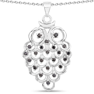 0.67 Carat Genuine Black Sapphire .925 Sterling Silver Pendant