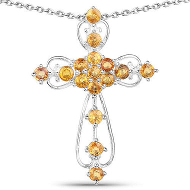 2.24 Carat Genuine Yellow Sapphire .925 Sterling Silver Pendant - 0