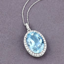 9.59 Carat Genuine Aquamarine and White Diamond 14K White Gold Pendant-6