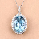 9.59 Carat Genuine Aquamarine and White Diamond 14K White Gold Pendant-8