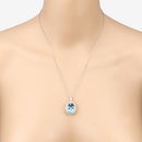 9.59 Carat Genuine Aquamarine and White Diamond 14K White Gold Pendant-9