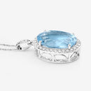 9.59 Carat Genuine Aquamarine and White Diamond 14K White Gold Pendant-10