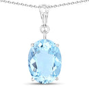 11.25 Carat Genuine Swiss Blue Topaz .925 Sterling Silver Pendant-3