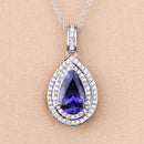 2.56 Carat Genuine Tanzanite and White Diamond 14K White Gold Pendant-7