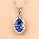 2.44 Carat Genuine Tanzanite and White Diamond 14K White Gold Pendant-7