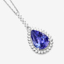 3.05 Carat Genuine Tanzanite and White Diamond 14K White Gold Pendant-6