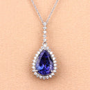 3.05 Carat Genuine Tanzanite and White Diamond 14K White Gold Pendant-7