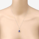 3.05 Carat Genuine Tanzanite and White Diamond 14K White Gold Pendant-8