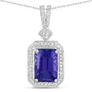 2.56 Carat Genuine Tanzanite and White Diamond 14K White Gold Pendant-5