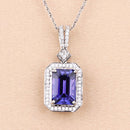 2.56 Carat Genuine Tanzanite and White Diamond 14K White Gold Pendant-7