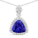 1.71 Carat Genuine Tanzanite and White Diamond 14K White Gold Pendant-5