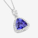 1.71 Carat Genuine Tanzanite and White Diamond 14K White Gold Pendant-6