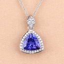 1.71 Carat Genuine Tanzanite and White Diamond 14K White Gold Pendant-7