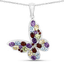 3.80 Carat Genuine Multi Stones .925 Sterling Silver Pendant-5