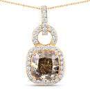 IGI Certified 2.50 Carat Genuine Brown Diamond Center and 0.31cttw White Diamond 18K Yellow Gold Pendant (2.81cttw)-5