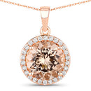 3.61 Carat Genuine Morganite and White Diamond 14K Rose Gold Pendant-2