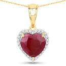4.47 Carat Genuine Ruby and White Diamond 14K Yellow Gold Pendant-2