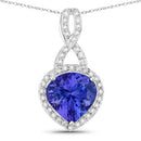 2.57 Carat Genuine Tanzanite and White Diamond 14K White Gold Pendant-2