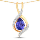 2.75 Carat Genuine Tanzanite and White Diamond 14K Yellow Gold Pendant-2