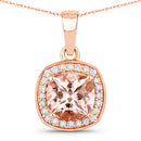 1.36 Carat Genuine Morganite and White Diamond 14K Rose Gold Pendant-2