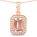 1.51 Carat Genuine Morganite and White Diamond 14K Rose Gold Pendant-2