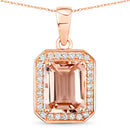 1.98 Carat Genuine Morganite and White Diamond 14K Rose Gold Pendant-2